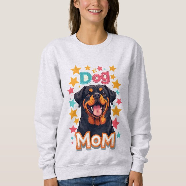 Leende Rottweiler Hundmamma T Shirt (Framsida)
