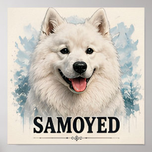 Leende Samoyed Arktisk Hund Älskare Present Poster
