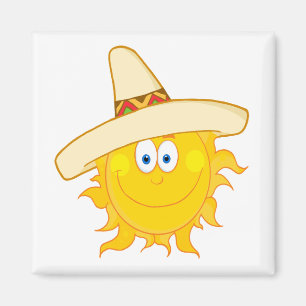 leende sol med sombrero magnet