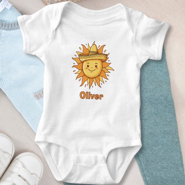 Leende sol med Sombrero - Solig Fiesta Doodle T Shirt (Skapare uppladdad)