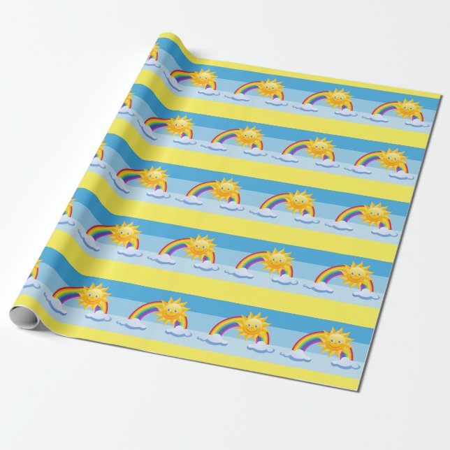 Leende Sol Wrapping Papper Presentpapper (Utrullad)