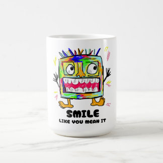 Leende Som Du Menar Det Sött Roligt Monster Design Kaffemugg