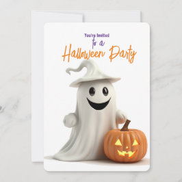 Leende spöke med pumpa Halloween-fest Inbjudningar