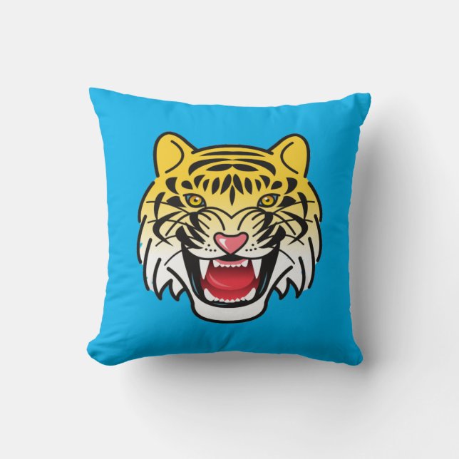 Leende Tiger Ansikte Konstverk-21876 Kudde (Framsida)