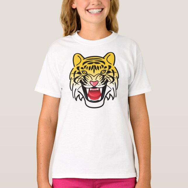 Leende Tiger Ansikte Konstverk-21876 T Shirt (Framsida)