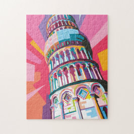 Leende Torn i Pisa Italien Colorful Pop Art Pussel