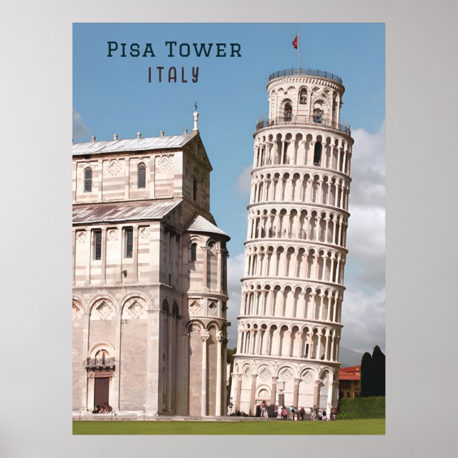 Leende Torn i Pisa Italien Europe Travel Poster (Framsidan)