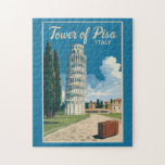 Leende Torn i Pisa Italien Travel Art Vintage Pussel<br><div class="desc">Torn i Pisa i en vektorkonst stil. Pisas Torn,  eller helt enkelt Pisas Torn,  är Pisas katedrals campanile,  eller fristående klocka torn.</div>