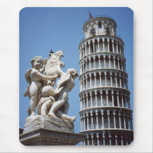 Leende Torn i Pisa med Cherub Statue Musmatta