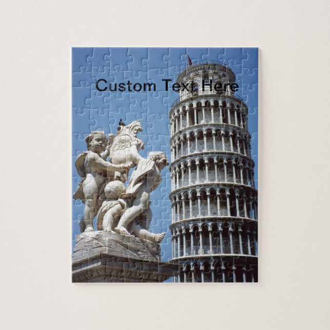 Leende Torn i Pisa med Cherub Statue Pussel (Vertikal)