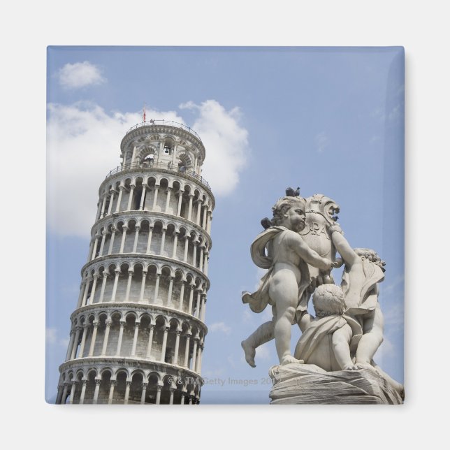 Leende Torn i Pisa och Statue, Italien Magnet (Framsidan)