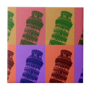 Leende Torn i Pisa Pop Art Kakelplatta