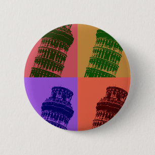 Leende Torn i Pisa Pop Art Knapp