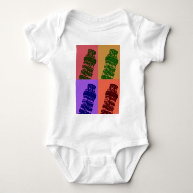 Leende Torn i Pisa Pop Art T Shirt (Framsida)