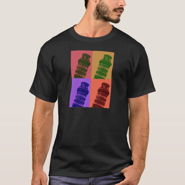 Leende Torn i Pisa Pop Art T Shirt (Framsida)