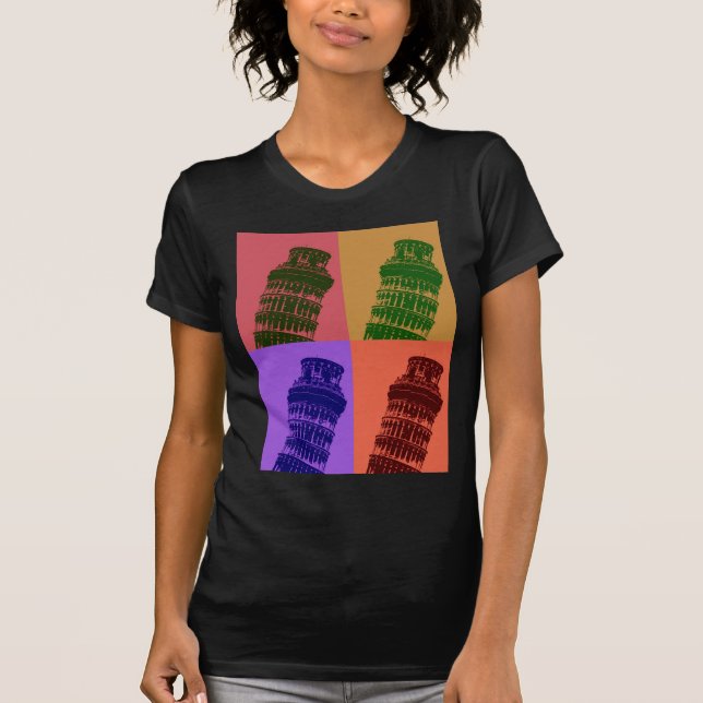 Leende Torn i Pisa Pop Art Tee Shirt (Framsida)