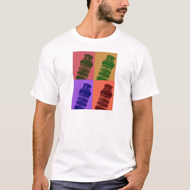 Leende Torn i Pisa Pop Art Tee Shirt (Framsida)
