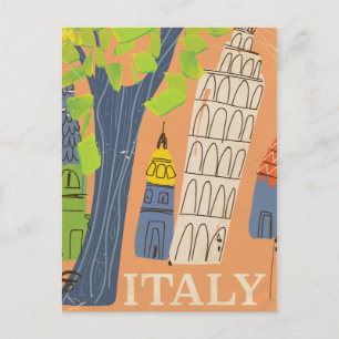 Leende torn i Pisa vintage resor poster Vykort