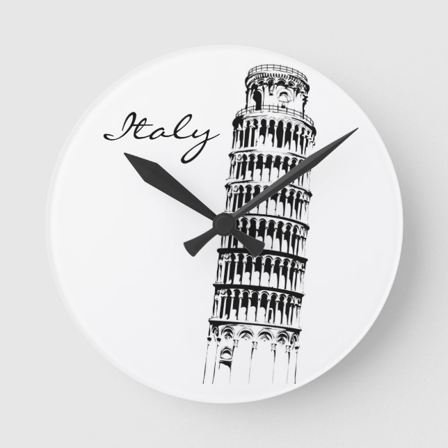 Leende Torn i Pisa Wall Clock Rund Klocka (Framsida)