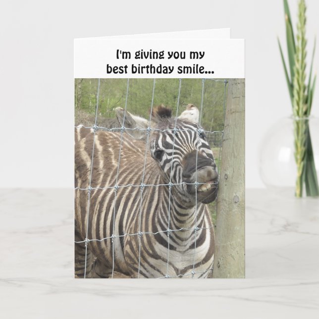 Leende Zebra Födelsedag Kort (Framsida)