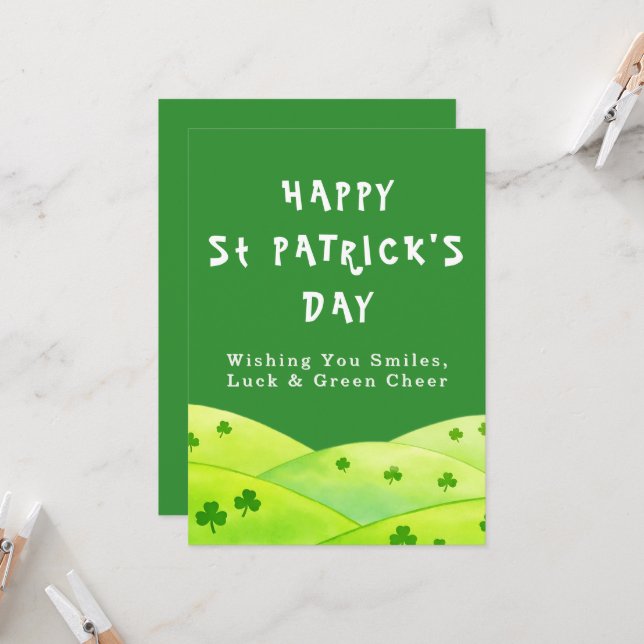 Leenden Lycka Grönt St. Patricks Dag Grattiskort Inbjudningar (Fram/Back In Situ)