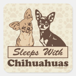 Leeps with Chihuahuas Fyrkantigt Klistermärke
