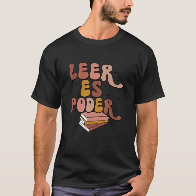 Leer Es Poder Groovy spansk lärare Bilingual Mae T Shirt (Framsida)