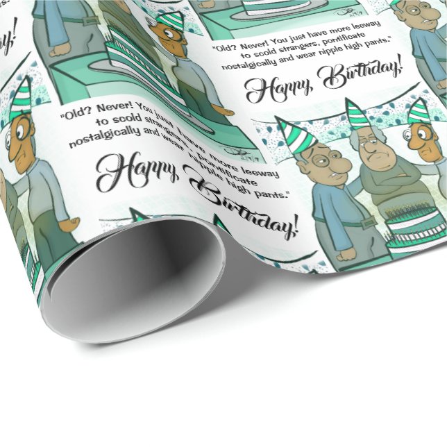 Leeway Senior Birthday Wrapping Papper Presentpapper (Rullad Hörn)