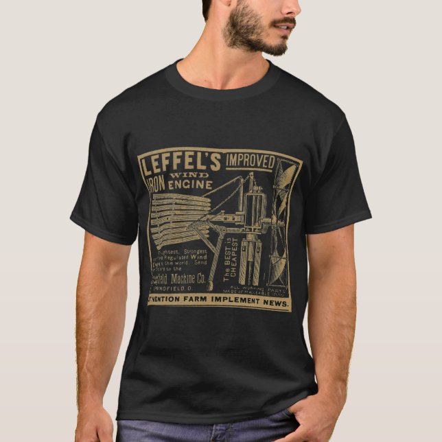Leffels förbättrade Vind Engine Kvarn 1885 för Jär T Shirt (Framsida)