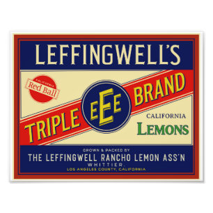 LEFFINGWELS KALIFORNISKA LEMONER FRÅN WHITTIER CA FOTOTRYCK
