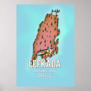 Lefkada Grekiska reseaffisch. Poster