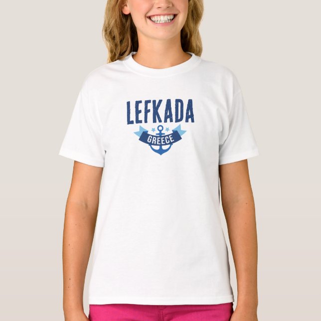 Lefkada Grekland barn flickor t-shirts (Framsida)