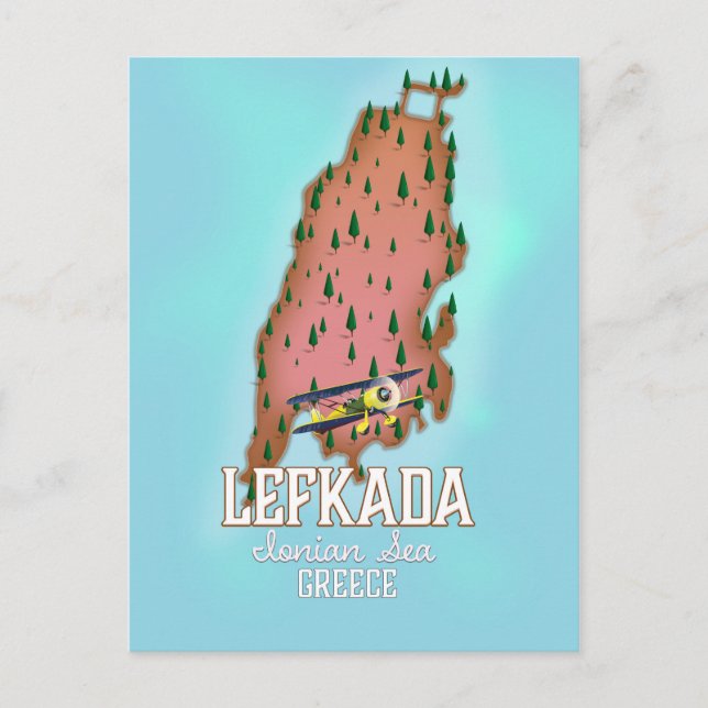 Lefkada Grekland reseinformation affisch. Vykort (Framsida)