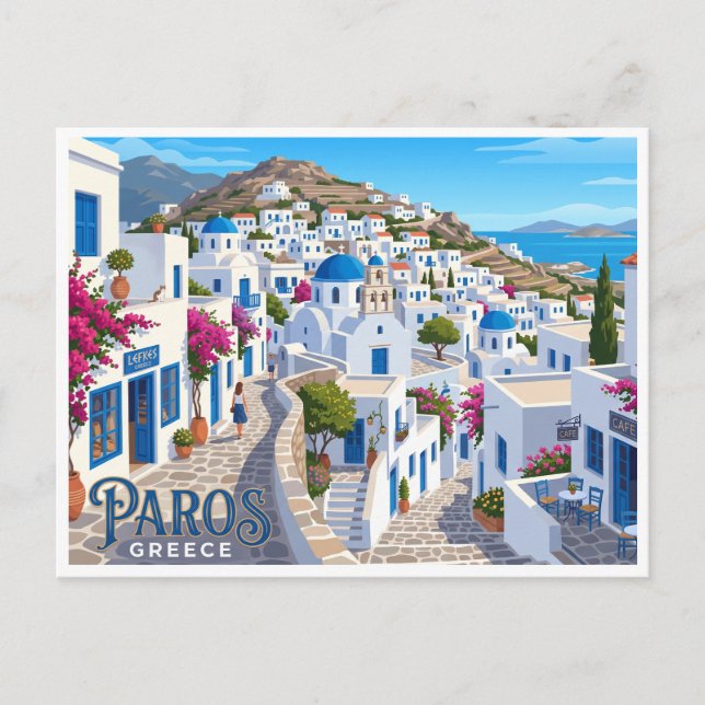 Lefkes Paros Grekland Vykort (Framsida)