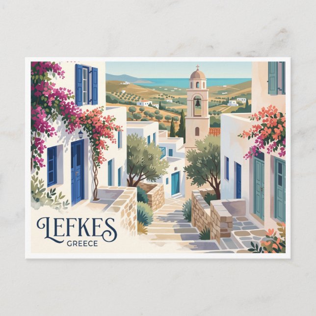 Lefkes, Paros, Grekland Vykort (Framsida)