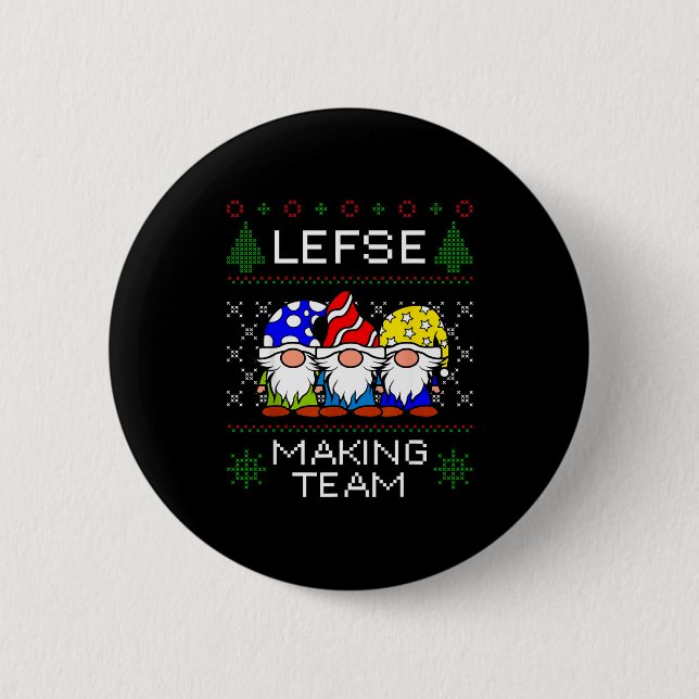 Lefse Making Team Ugly Christmas Sweater  Knapp (Framsida)