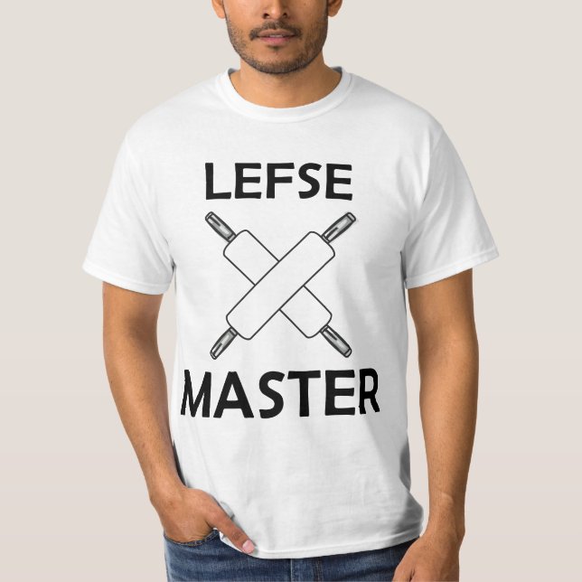 Lefse Master Crossed Rolling Pin Funny Norwegian F T Shirt (Framsida)