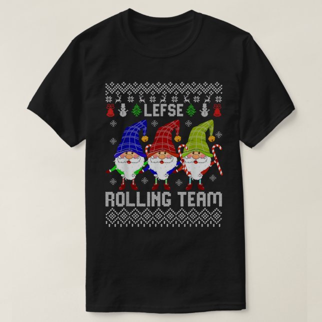 Lefse Rolling Team Funny jul Baking Tomte Gn T Shirt (Design framsida)