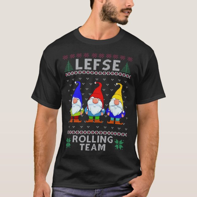 Lefse Rolling Team God Jul Gnome Christmas Xmas T Shirt (Framsida)