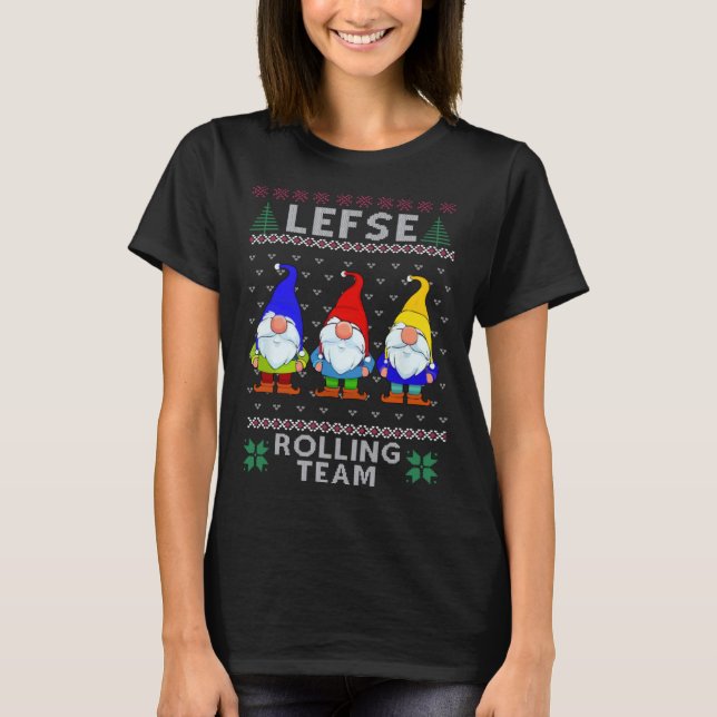 Lefse Rolling Team God Jul Gnome Christmas Xmas T Shirt (Framsida)
