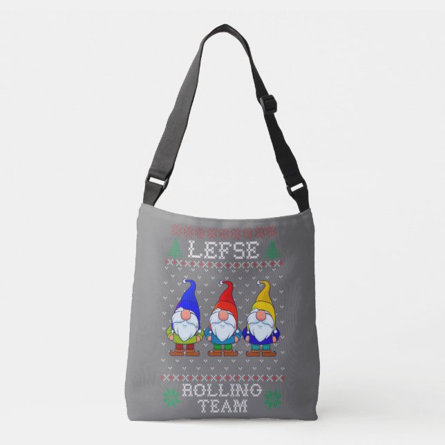 Lefse Rolling Team, julklapp Tomte Gnome Axelväska (Framsida)