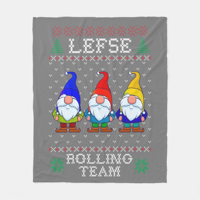 Lefse Rolling Team, julklapp Tomte Gnome Fleecefilt (Framsidan)