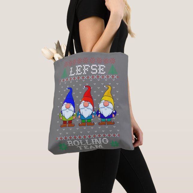 Lefse Rolling Team, julklapp Tomte Gnome Tygkasse (Närbild)