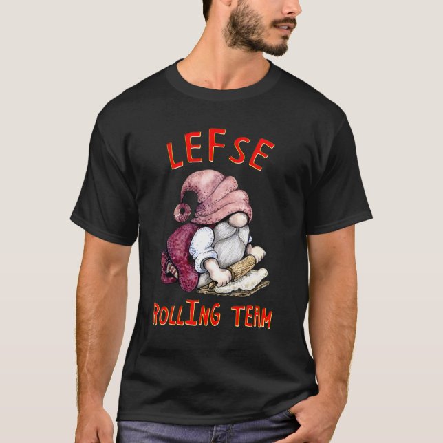 Lefse Rollteam Cute jultomte Baking Tom T Shirt (Framsida)