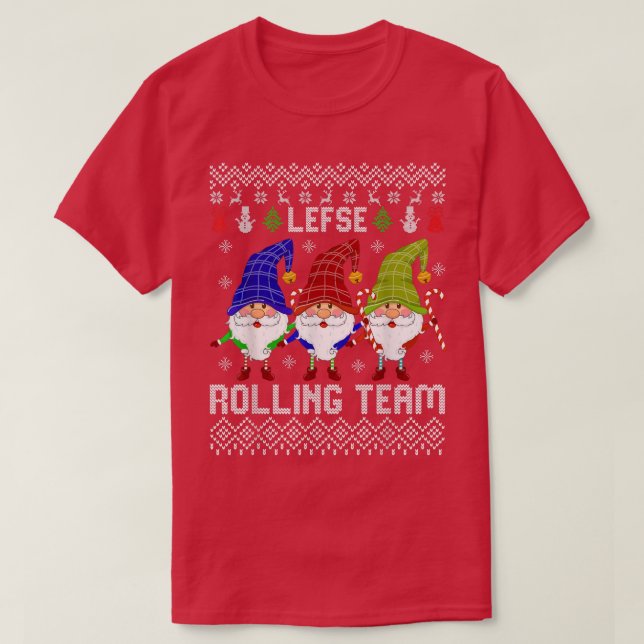 Lefse RollTeam jul Baking Tomte Gnome Xm T Shirt (Design framsida)