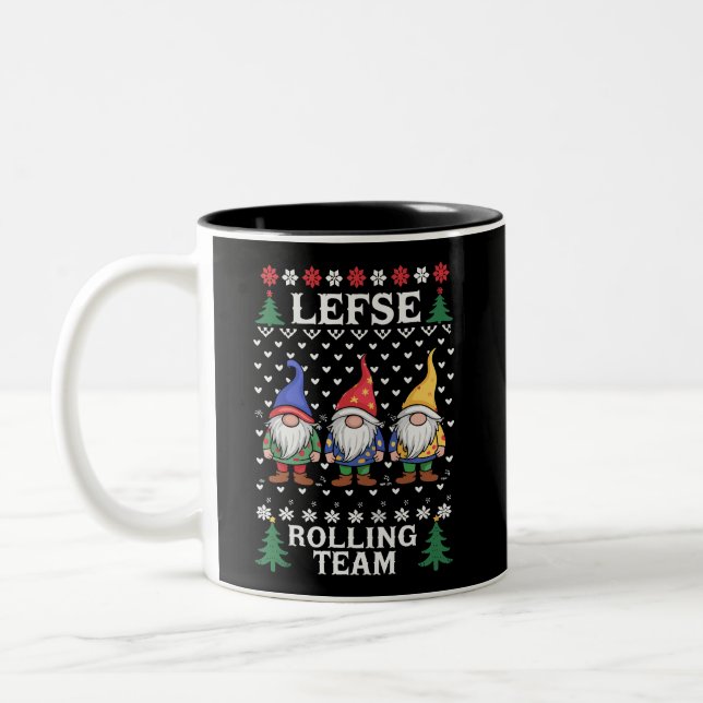 Lefse Rullande Julbakande Tomte Jul  Två-Tonad Mugg (Vänster)