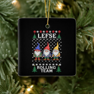 Lefse Rullande Team Jul Bakning Gnome Jul Julgransprydnad Keramik