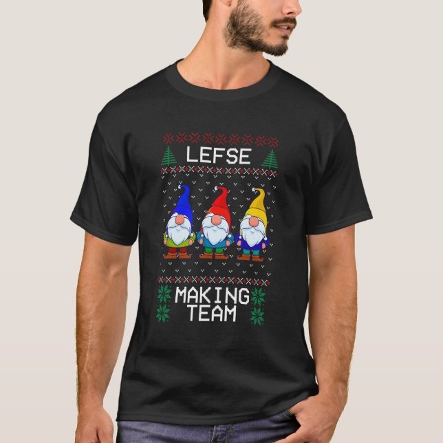 Lefse Skapar Team Nordic jul Tomte Gnome Xma T Shirt (Framsida)