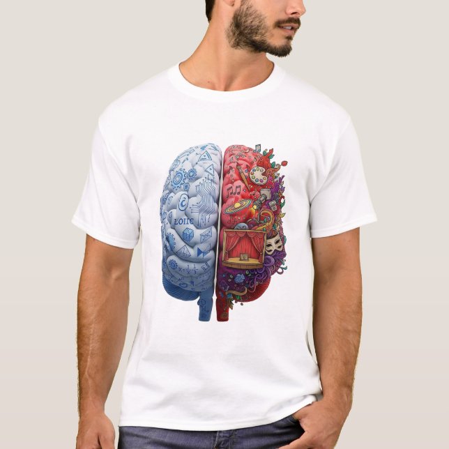 Left vs. Right Brain: A Visual Illustration of Log T Shirt (Framsida)