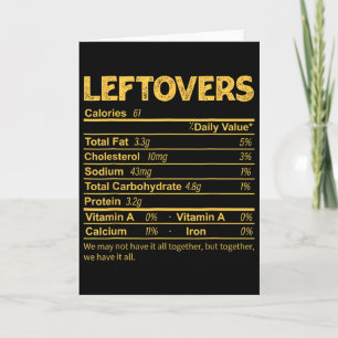 Leftovers Nutrition Facts Thanksgiving Food Kort
